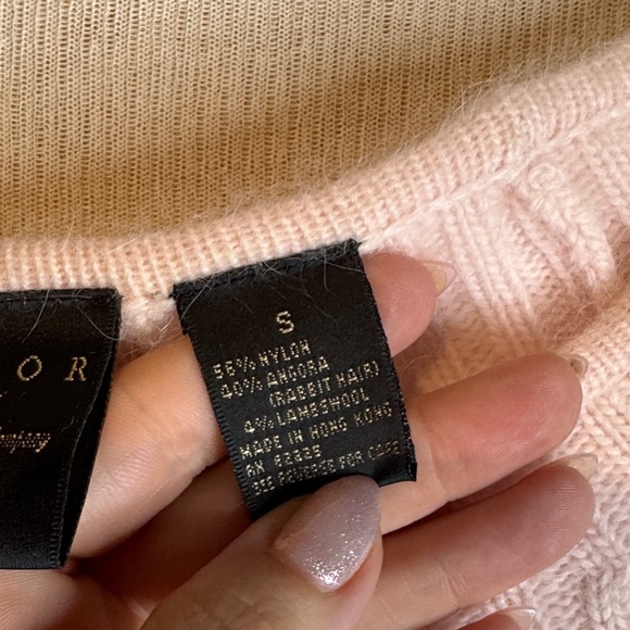 Tailor B. Moss Light Pink Ribbed Sweater 40% angora 4%lambswool - Picture 3 of 4